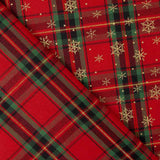 Christmas Tartan y Gold Snowflakes Cotton Poplin - Ribes y Casals