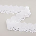 White Embroidered Batiste Ribbon Model 60021 – 40 mm - Ribes y Casals