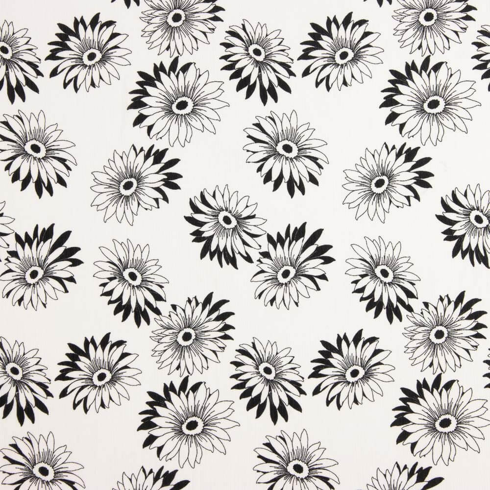 Black and White Daisy Bambula Gauze - Ribes y Casals