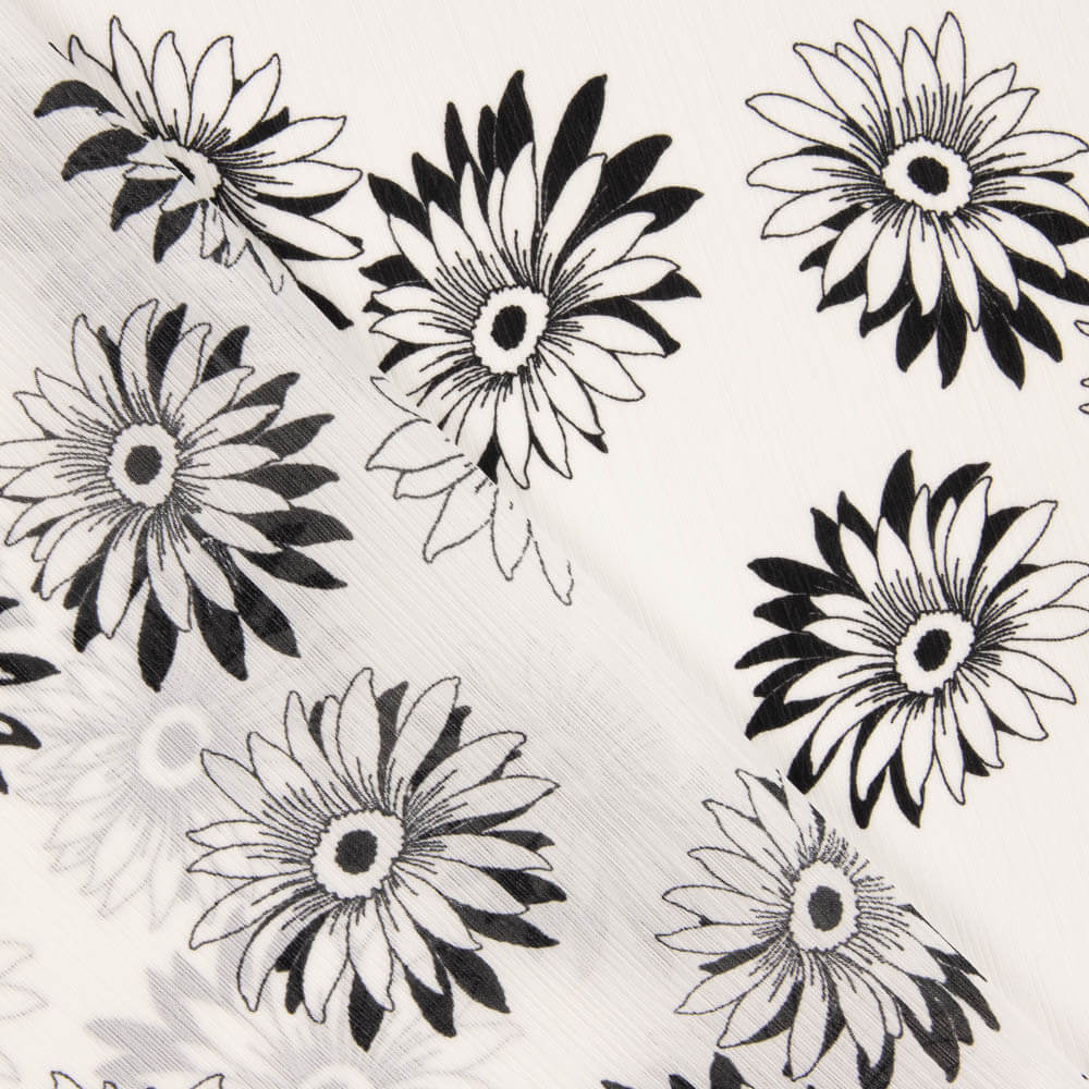Black and White Daisy Bambula Gauze - Ribes y Casals