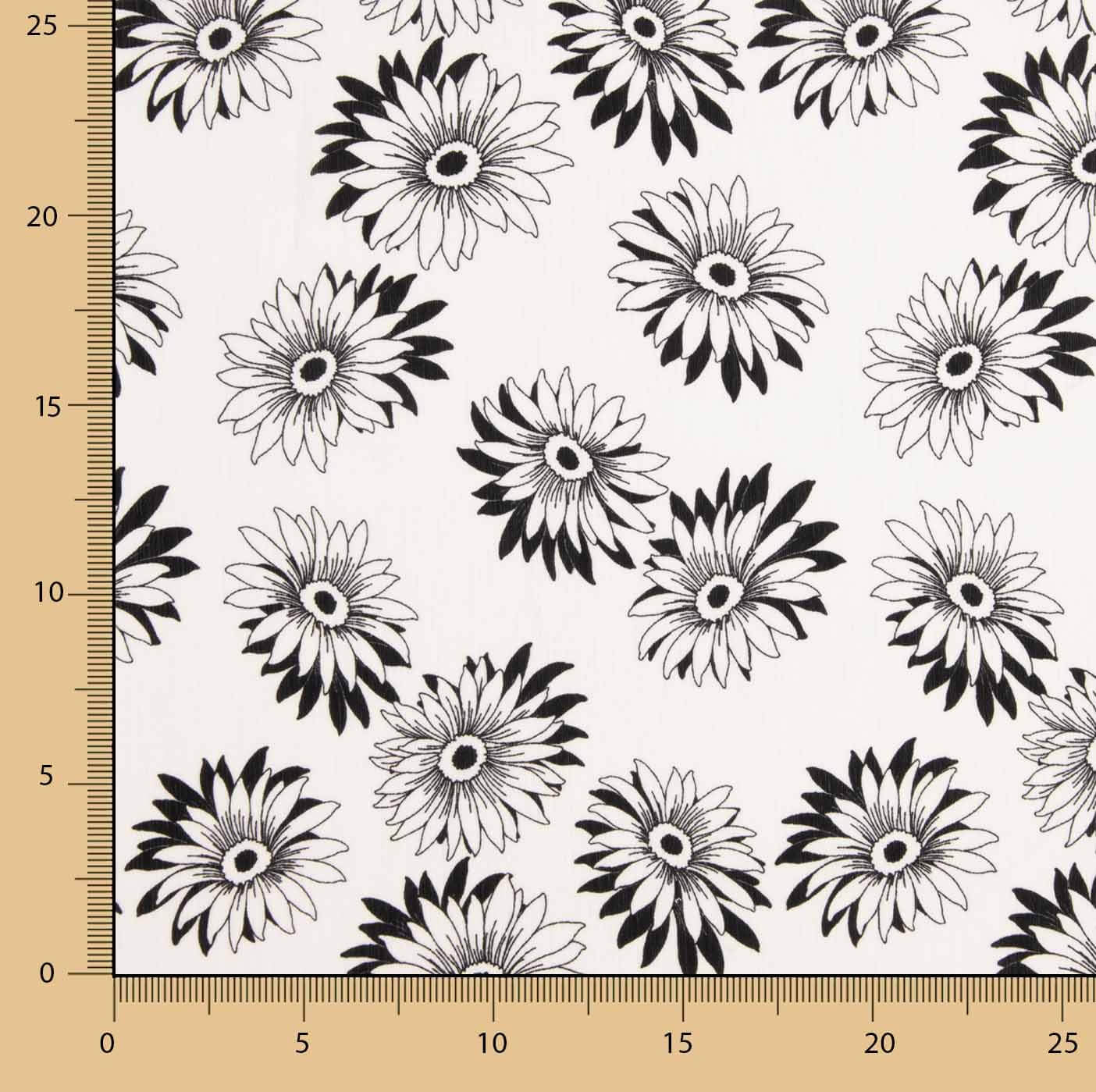 Black and White Daisy Bambula Gauze - Ribes y Casals