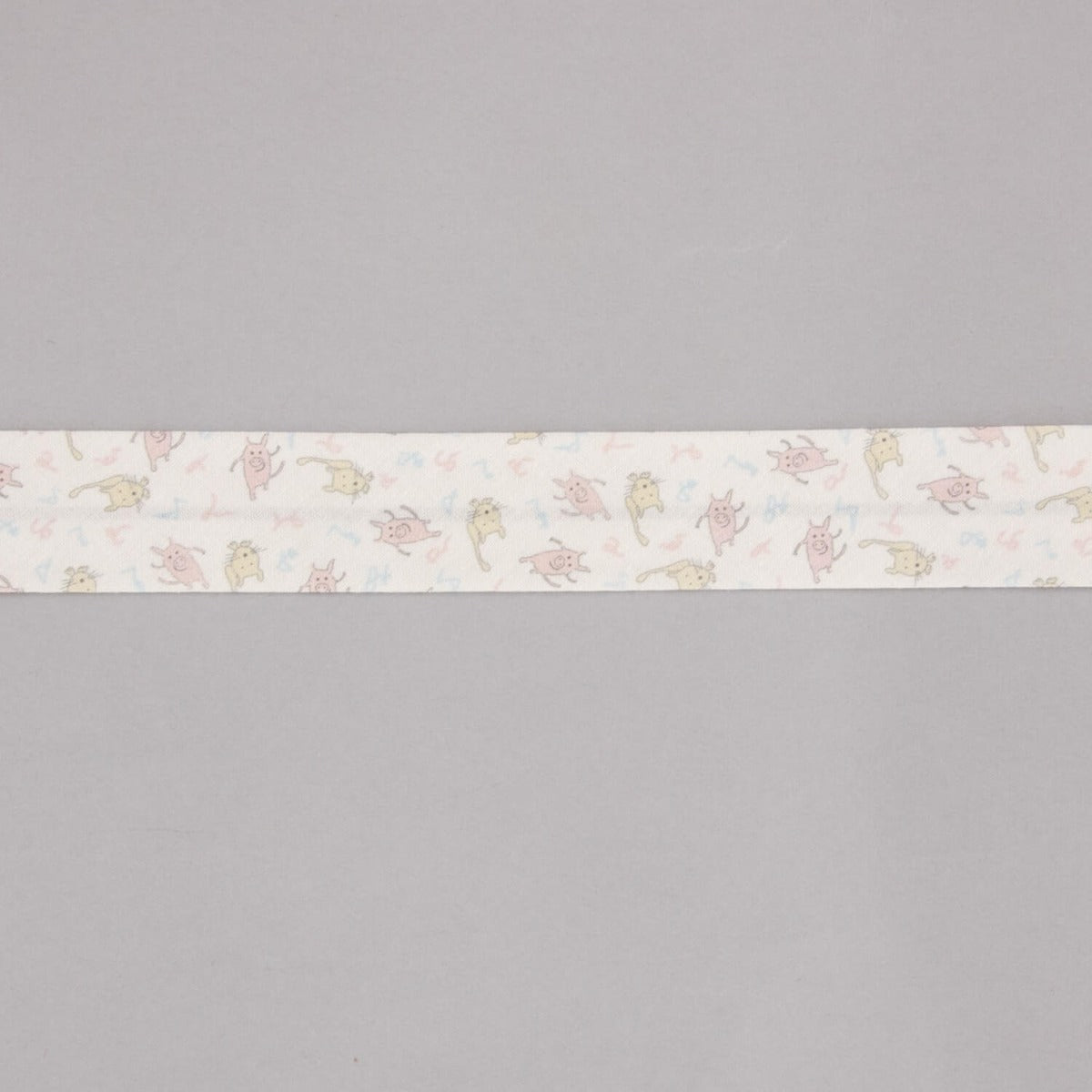 Bias Binding Organic Cotton Piglets y Kittens Pink-Cream 30mm - Ribes y Casals