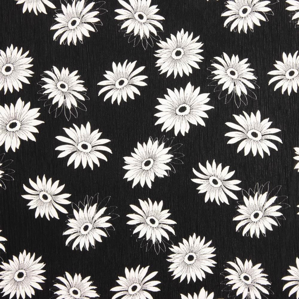 Black and White Daisy Bambula Gauze - Ribes y Casals