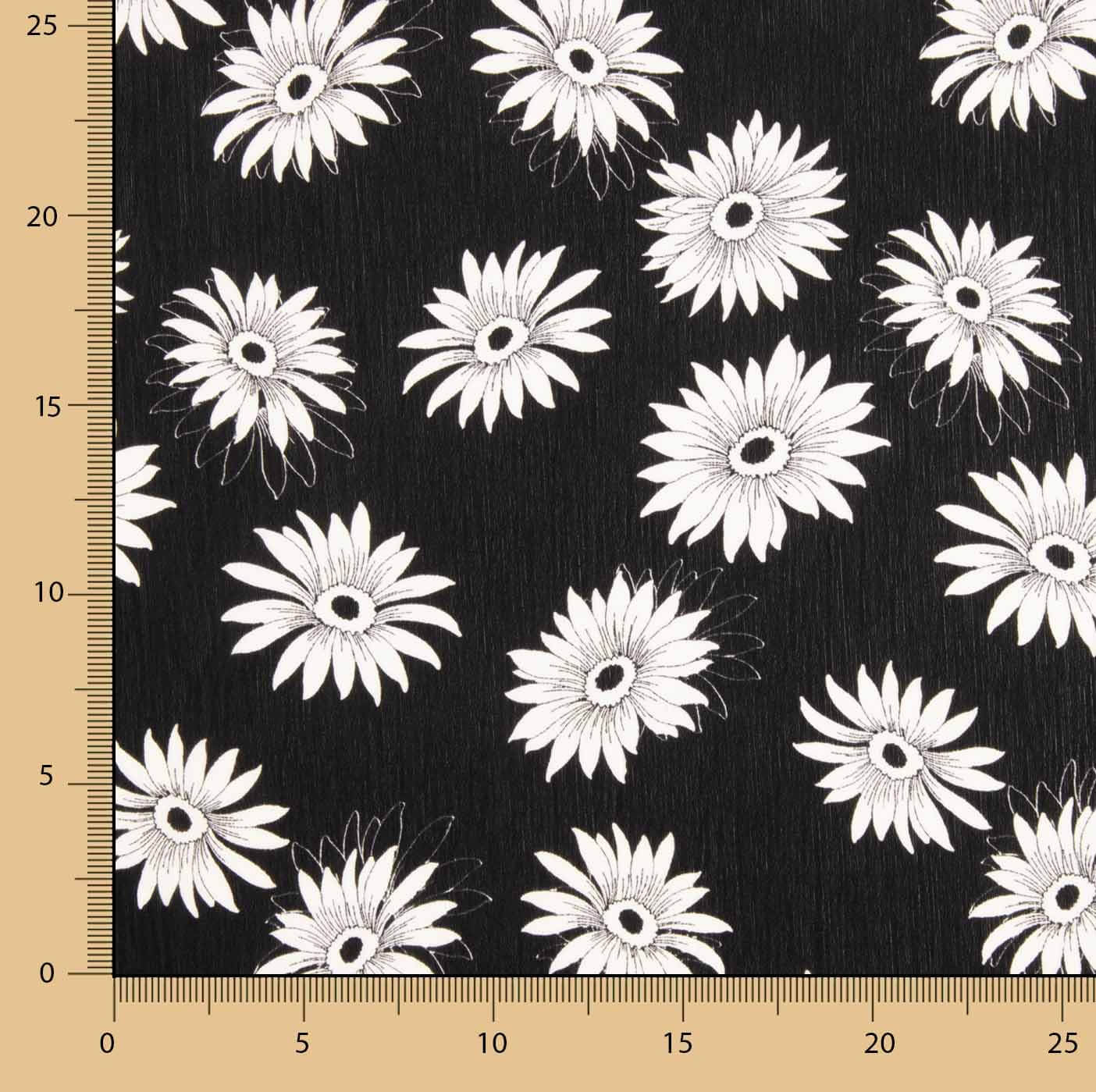 Black and White Daisy Bambula Gauze - Ribes y Casals