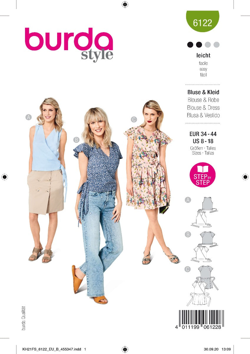 Patrón Burda 6122 Blusa y Vestido - Ribes y Casals