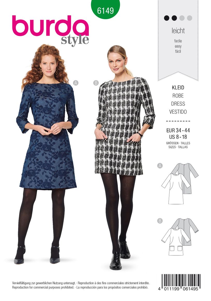 Burda Sewing Pattern 6149 Dress - Ribes y Casals