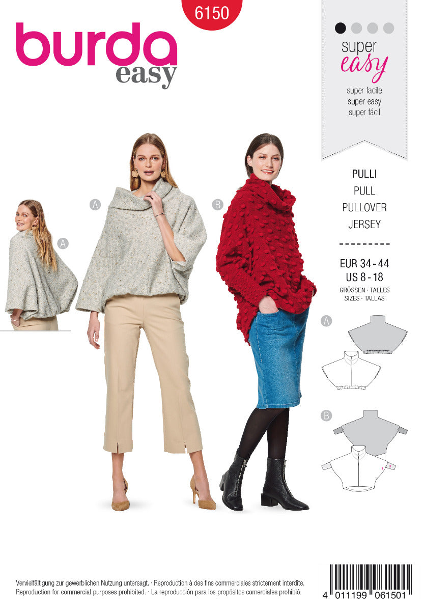 Burda Sewing Pattern 6150 Sweater - Ribes y Casals