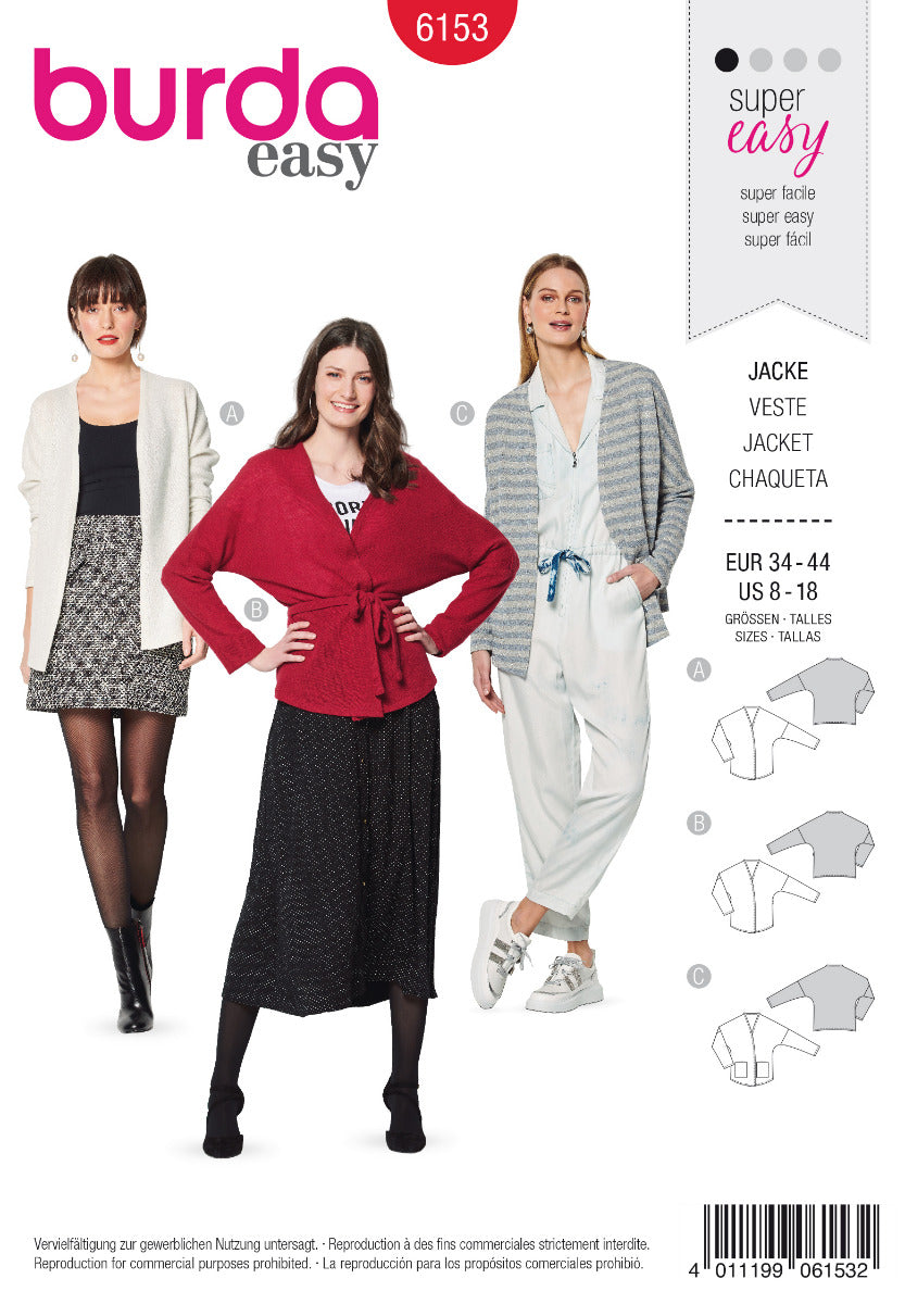 Burda Sewing Pattern 6153 Jacket - Ribes y Casals