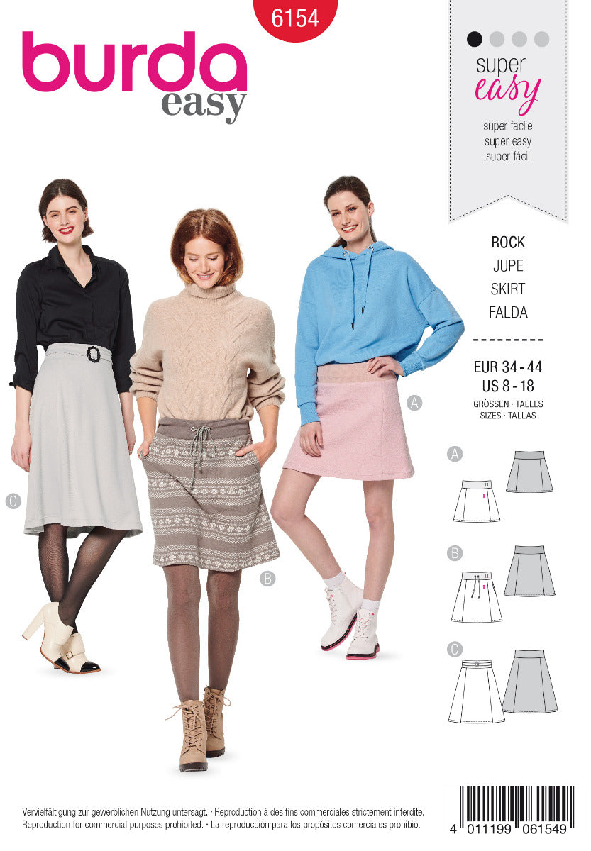 Burda Sewing Pattern 6154 Skirt - Ribes y Casals