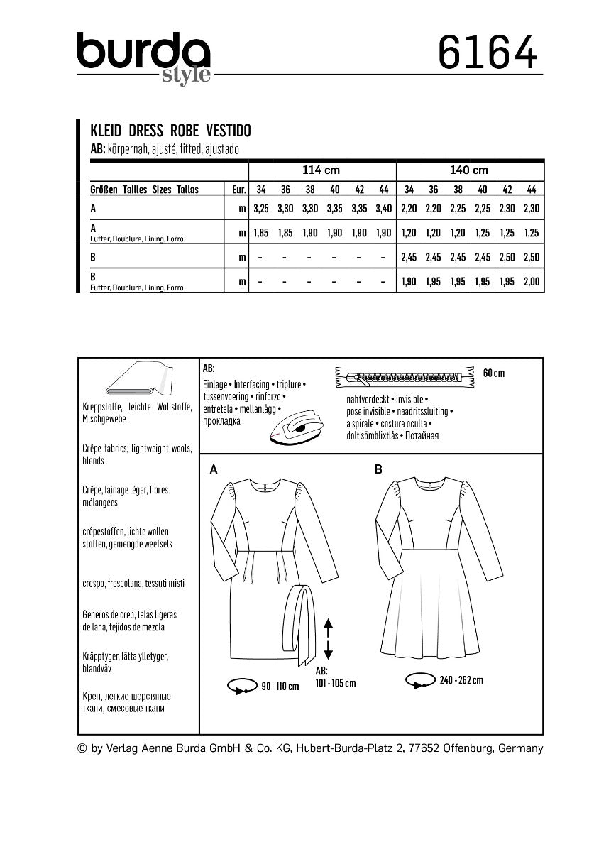 Burda Sewing Pattern 6164 Dress – Ribes & Casals