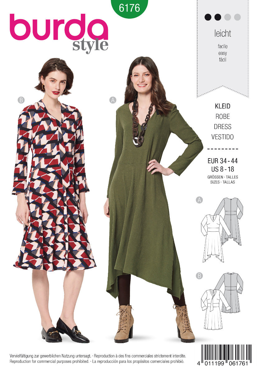 Burda Sewing Pattern 6176 Dress - Ribes y Casals