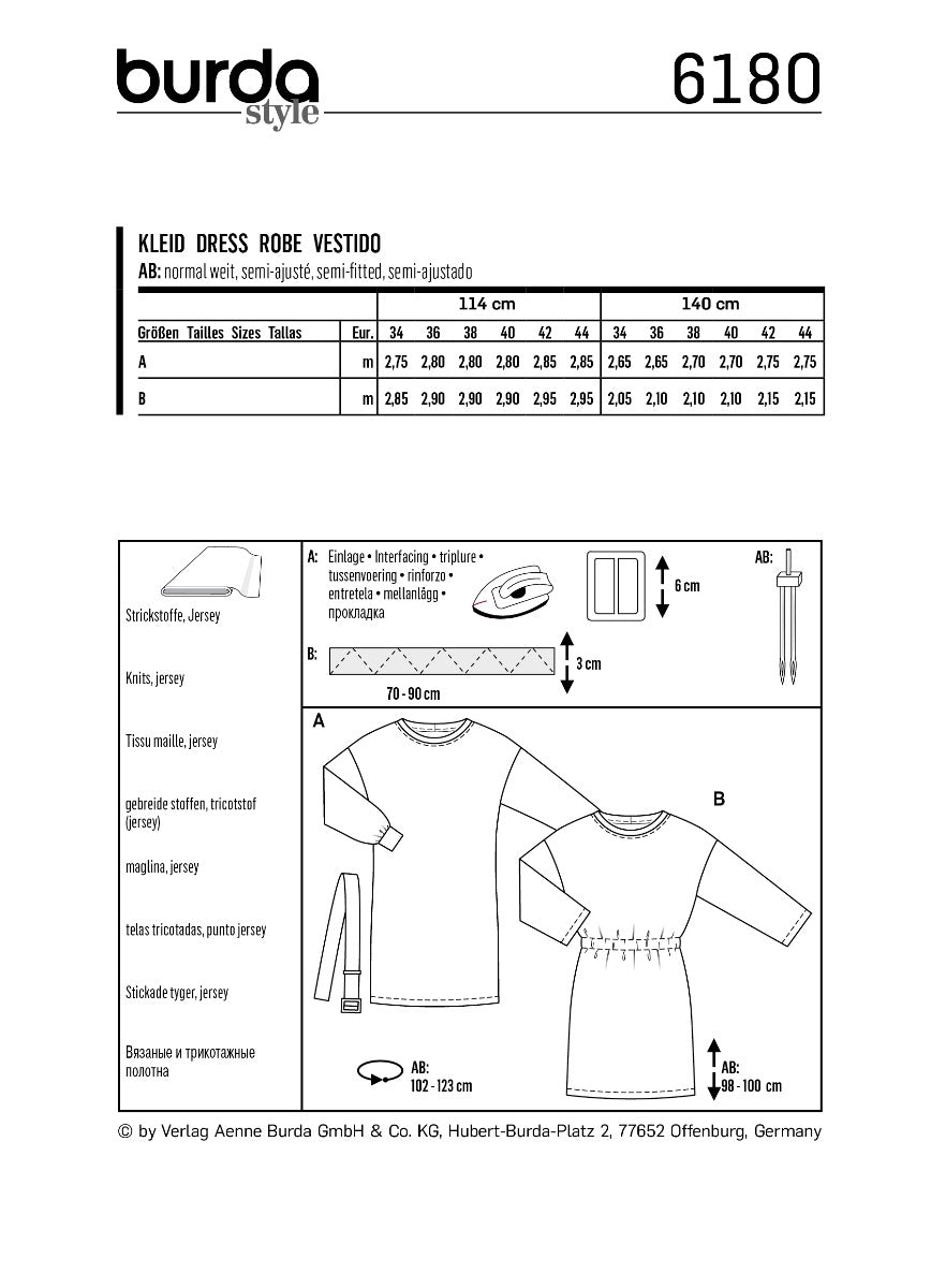 Burda Sewing Pattern 6180 Dress - Ribes y Casals
