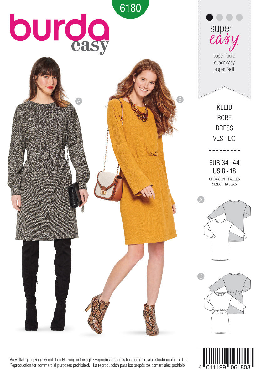 Burda Sewing Pattern 6180 Dress - Ribes y Casals