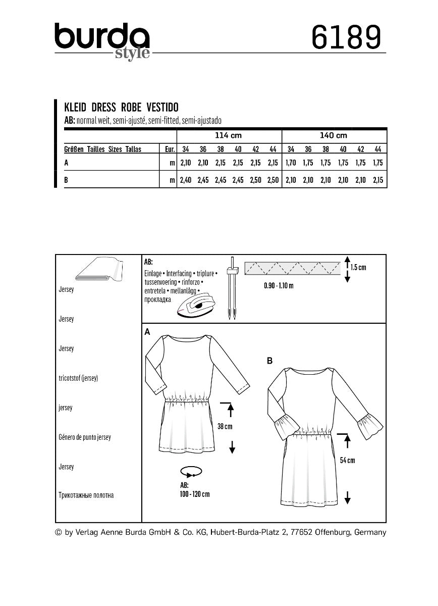 Burda Sewing Pattern 6189 Dress - Ribes y Casals