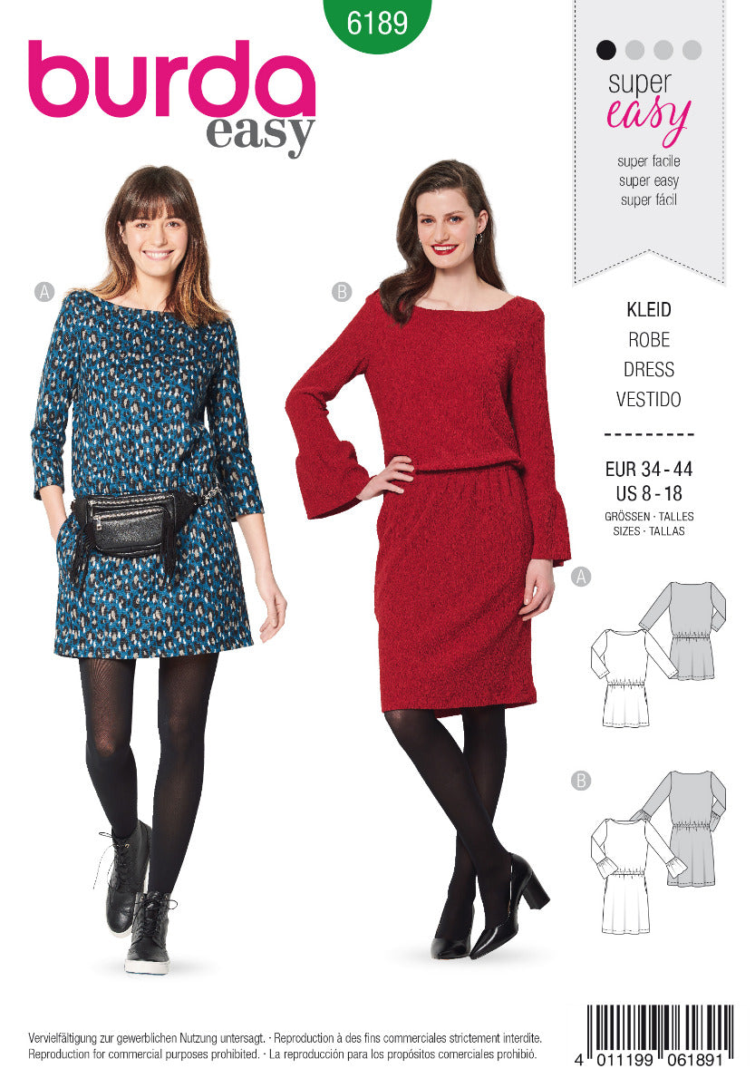 Burda Sewing Pattern 6189 Dress - Ribes y Casals