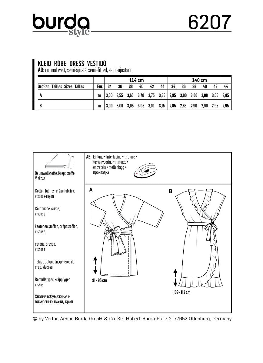 Burda Sewing Pattern 6207 Dress - Ribes y Casals