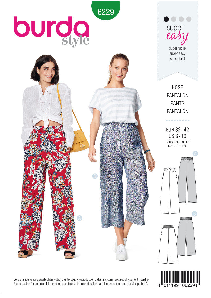 Burda Sewing Pattern 6229 Pants - Ribes y Casals