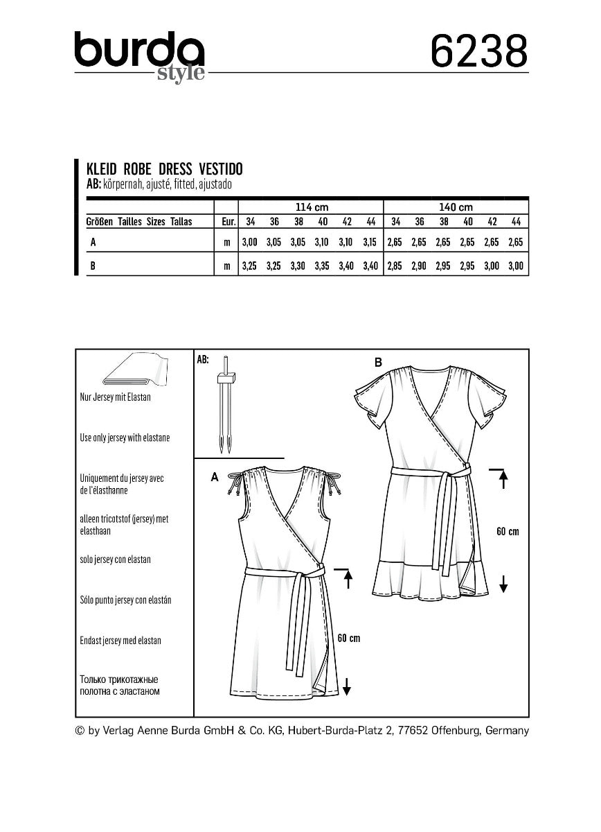 Burda Sewing Pattern 6238 Dress - Ribes y Casals