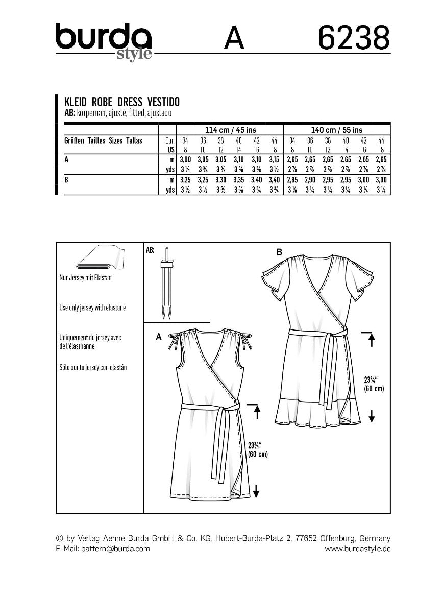 Burda Sewing Pattern 6238 Dress - Ribes y Casals