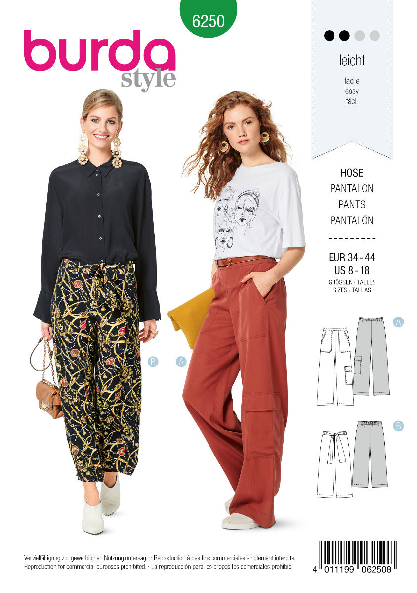 Burda Sewing Pattern 6250 Pants - Ribes y Casals