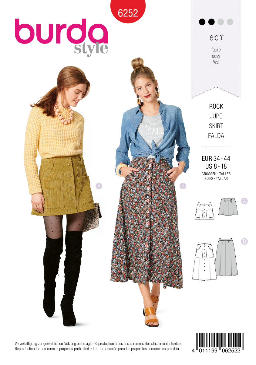 Burda Sewing Pattern 6252 Skirt - Ribes y Casals