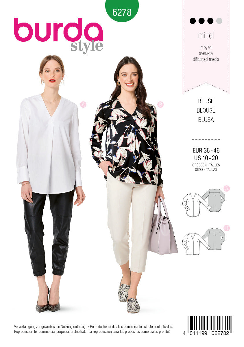 Burda Sewing Pattern 6278 Blouse - Ribes y Casals