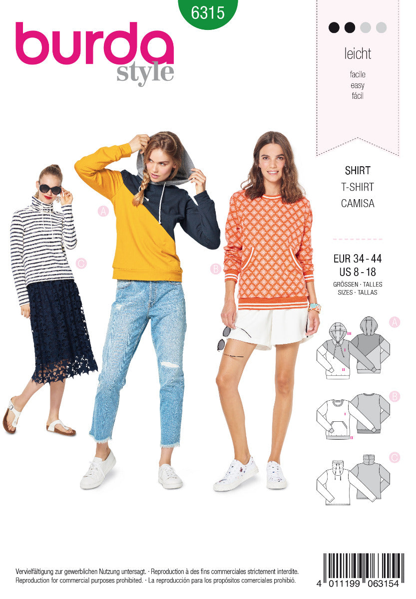 Burda Sewing Pattern 6315 Sweater - Ribes y Casals