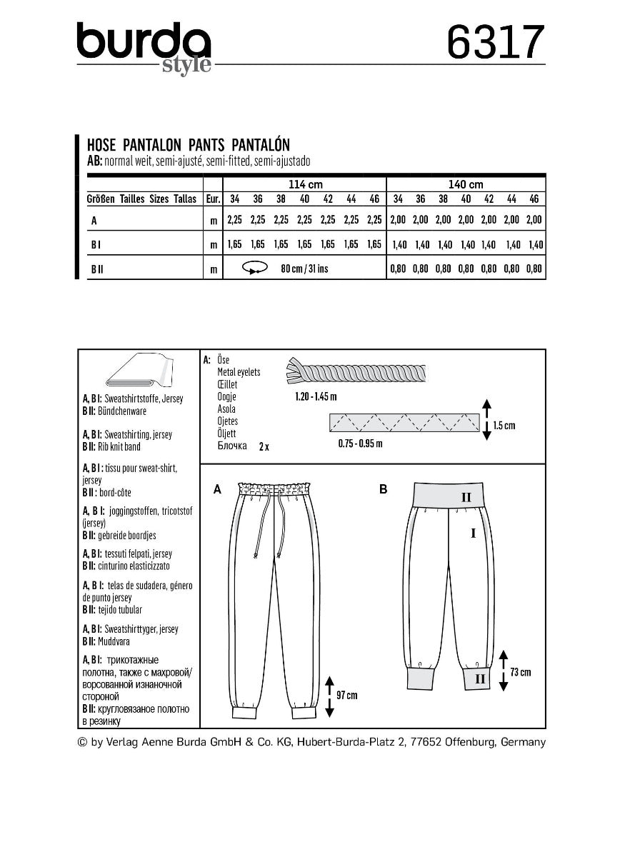 Burda Sewing Pattern 6317 Pants - Ribes y Casals