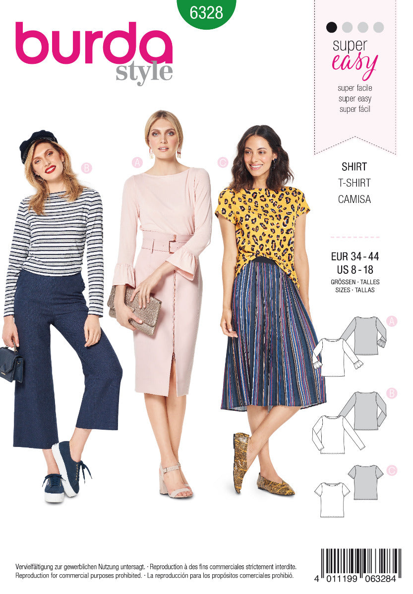 Burda Sewing Pattern 6328 Shirt - Ribes y Casals