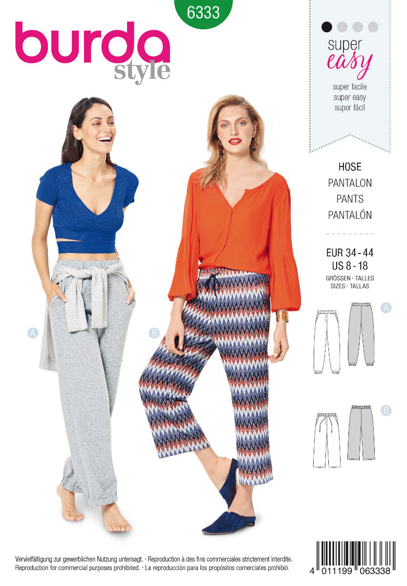 Burda Sewing Pattern 6333 Pants - Ribes y Casals