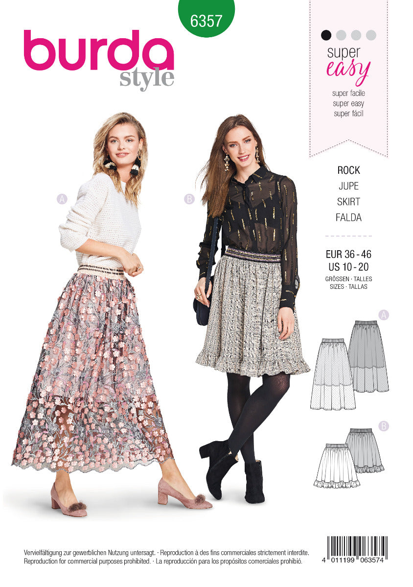 Burda Sewing Pattern 6357 Skirt - Ribes y Casals