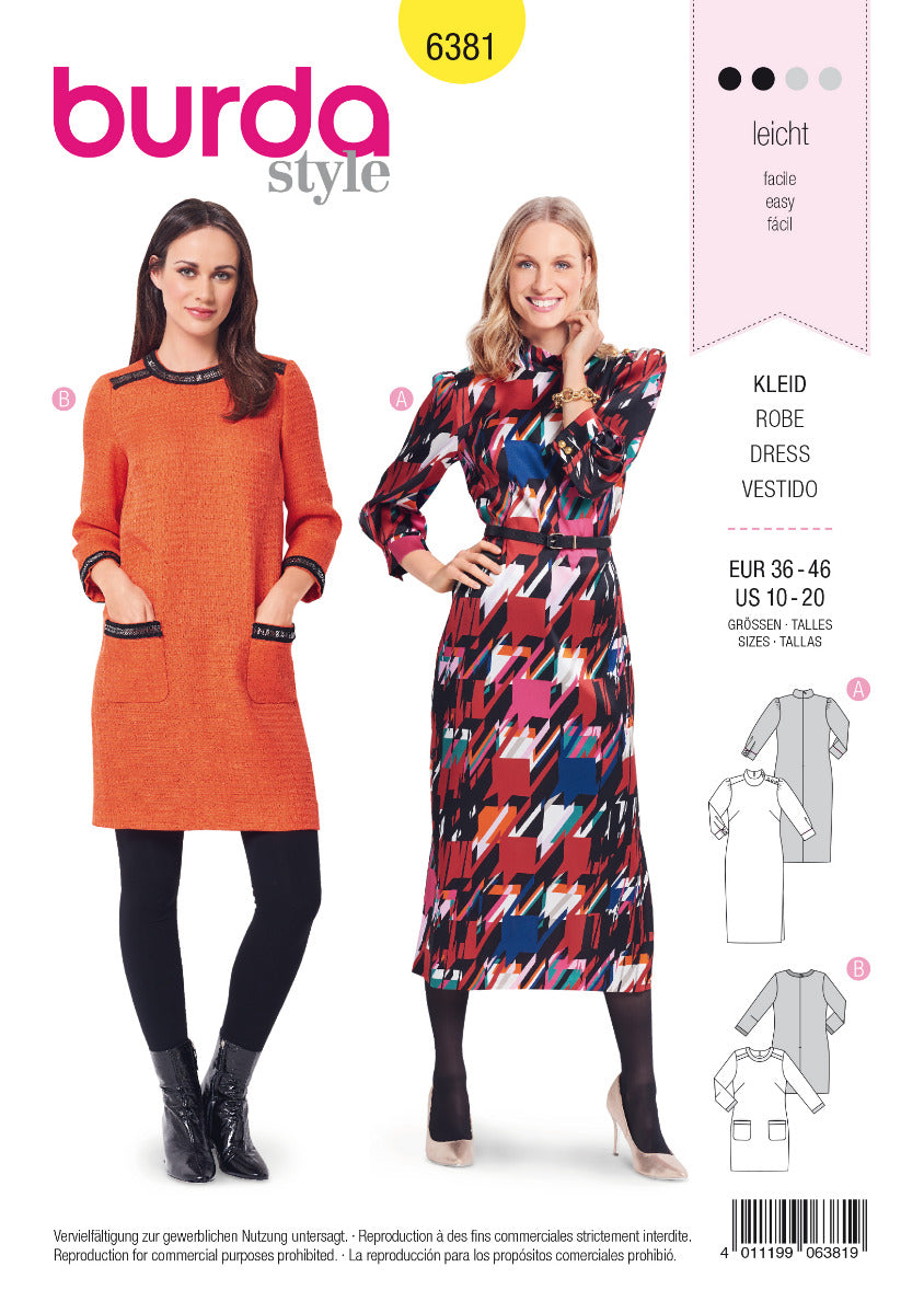 Burda Sewing Pattern 6381 Dress - Ribes y Casals