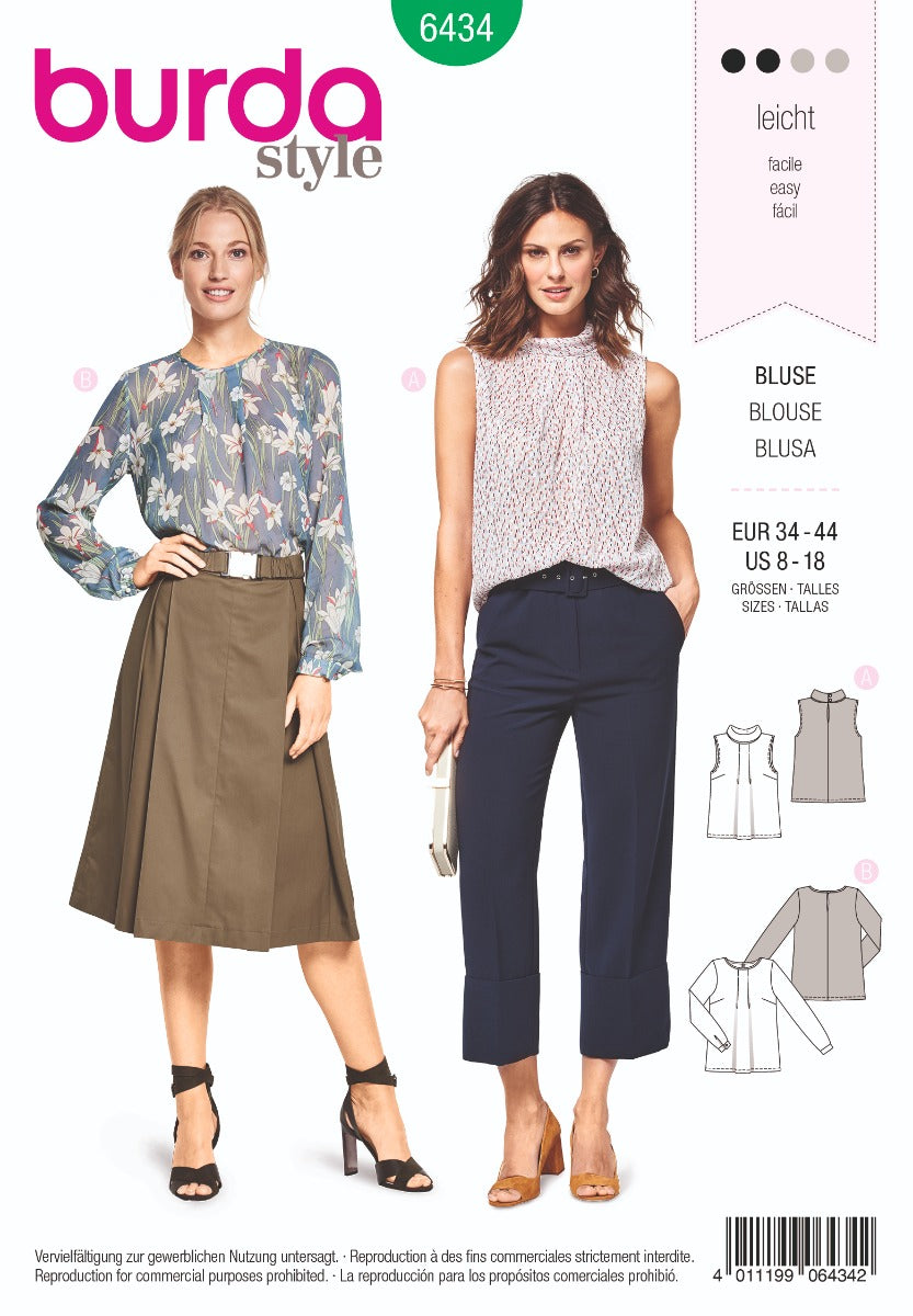 Burda Sewing Pattern 6434 Blouse - Ribes y Casals