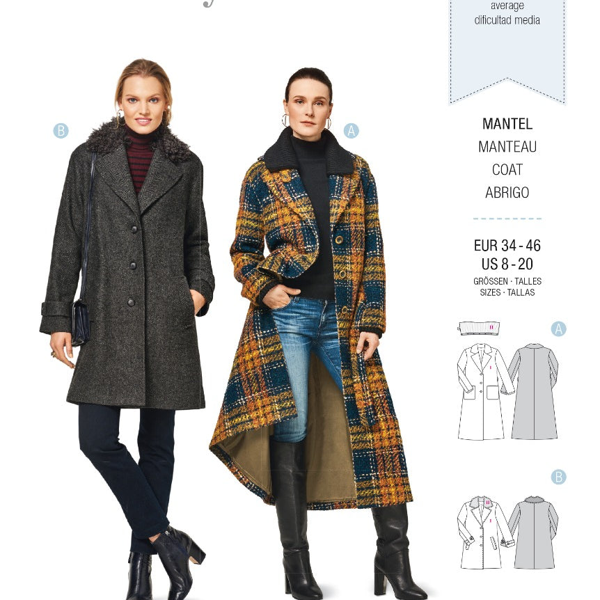 Burda Sewing Pattern 6462 Coat - Ribes y Casals