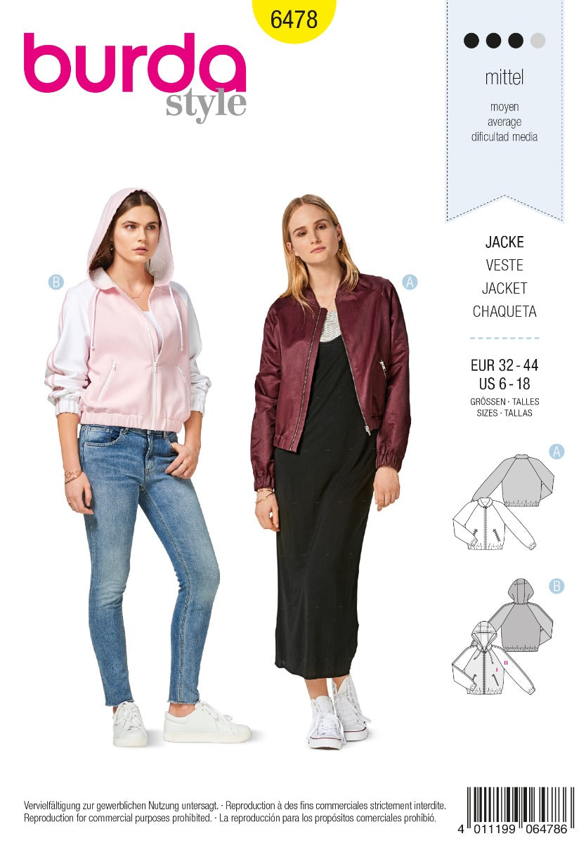 Burda Sewing Pattern 6478 Jacket - Ribes y Casals