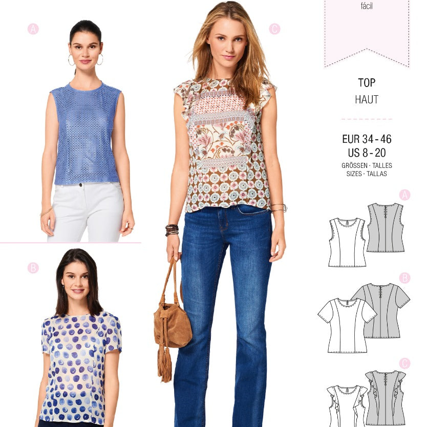 Burda Sewing Pattern 6525 Top - Ribes y Casals