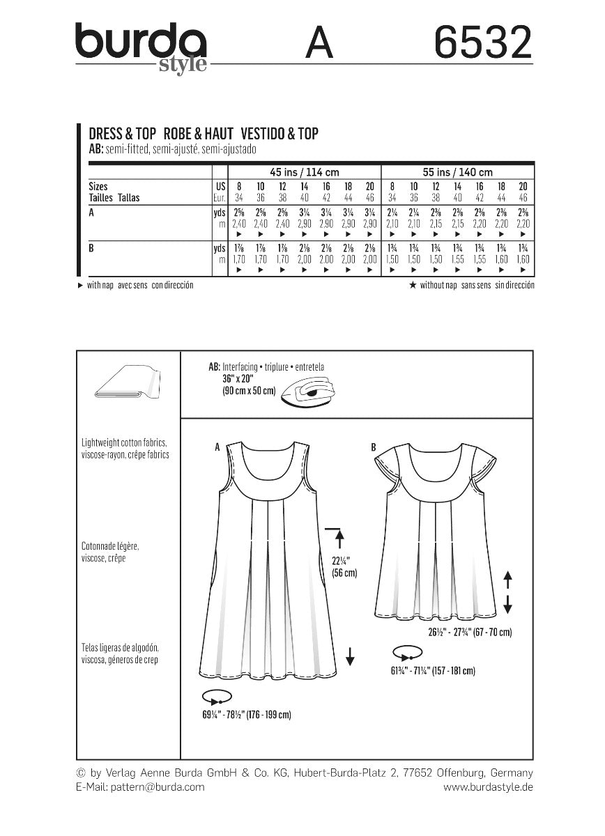 Burda Sewing Pattern 6532 Dress and Top - Ribes y Casals