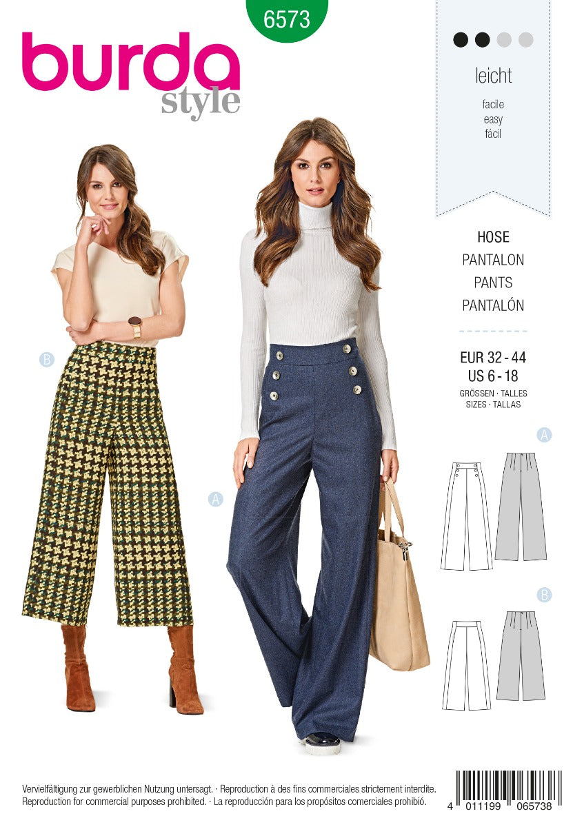 Burda Sewing Pattern 6573 Pants - Ribes y Casals