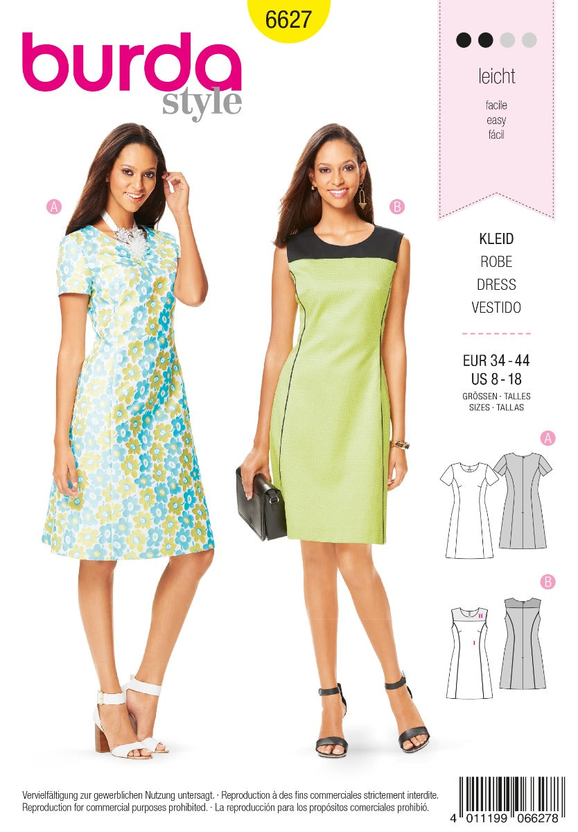 Burda Sewing Pattern 6627 Dress - Ribes y Casals