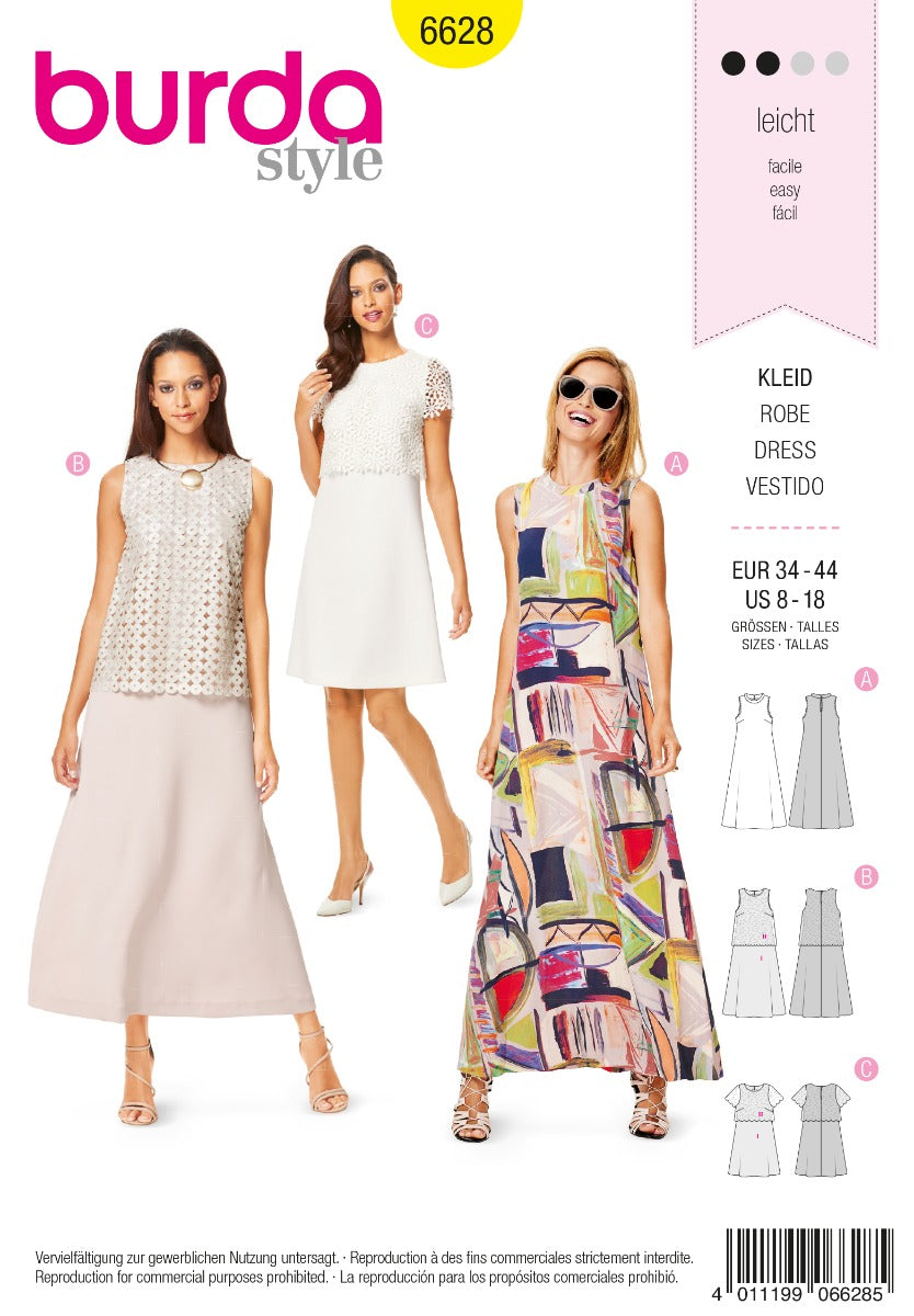 Burda Sewing Pattern 6628 Dress - Ribes y Casals