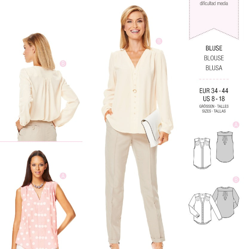 Burda Sewing Pattern 6632 Blouse - Ribes y Casals