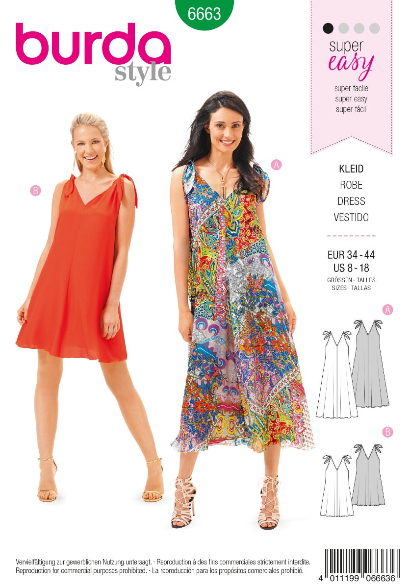 Burda Sewing Pattern 6663 Dress - Ribes y Casals