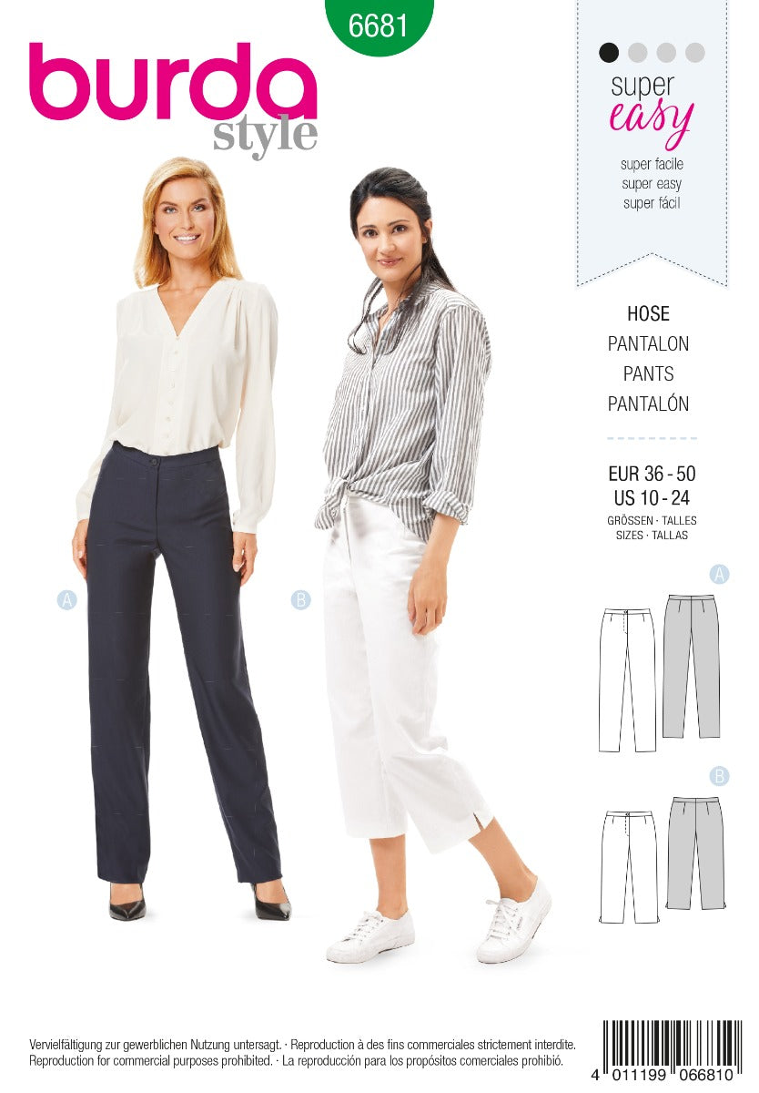Burda Sewing Pattern 6681 Pants - Ribes y Casals