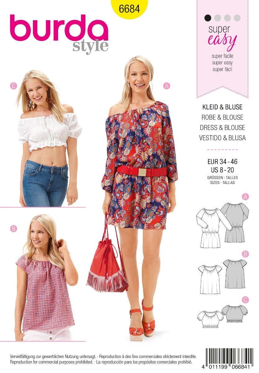 Burda Sewing Pattern 6684 Dress and Blouse - Ribes y Casals