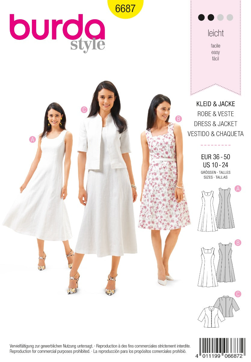 Burda Sewing Pattern 6687 Dress and Jacket - Ribes y Casals