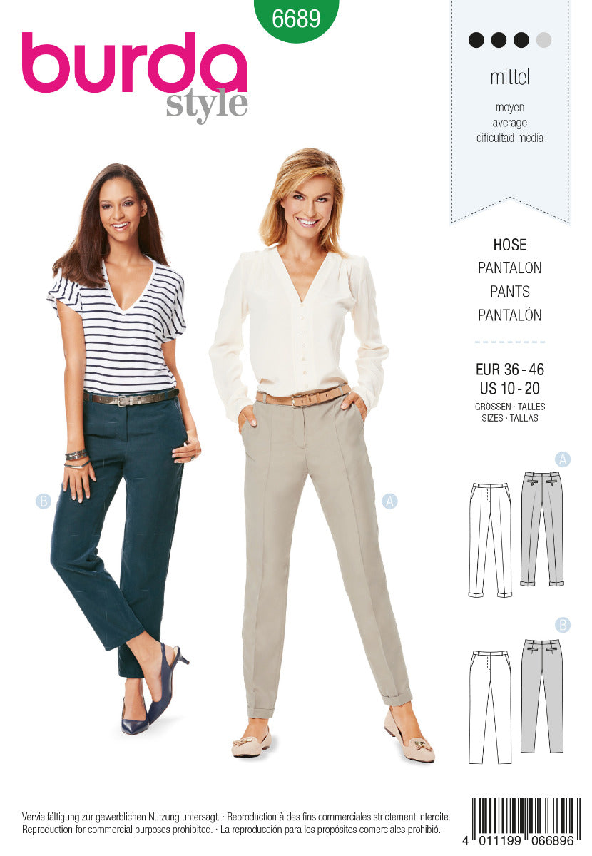 Burda Sewing Pattern 6689 Pants - Ribes y Casals