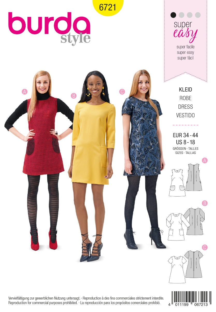 Burda Sewing Pattern 6721 Dress - Ribes y Casals