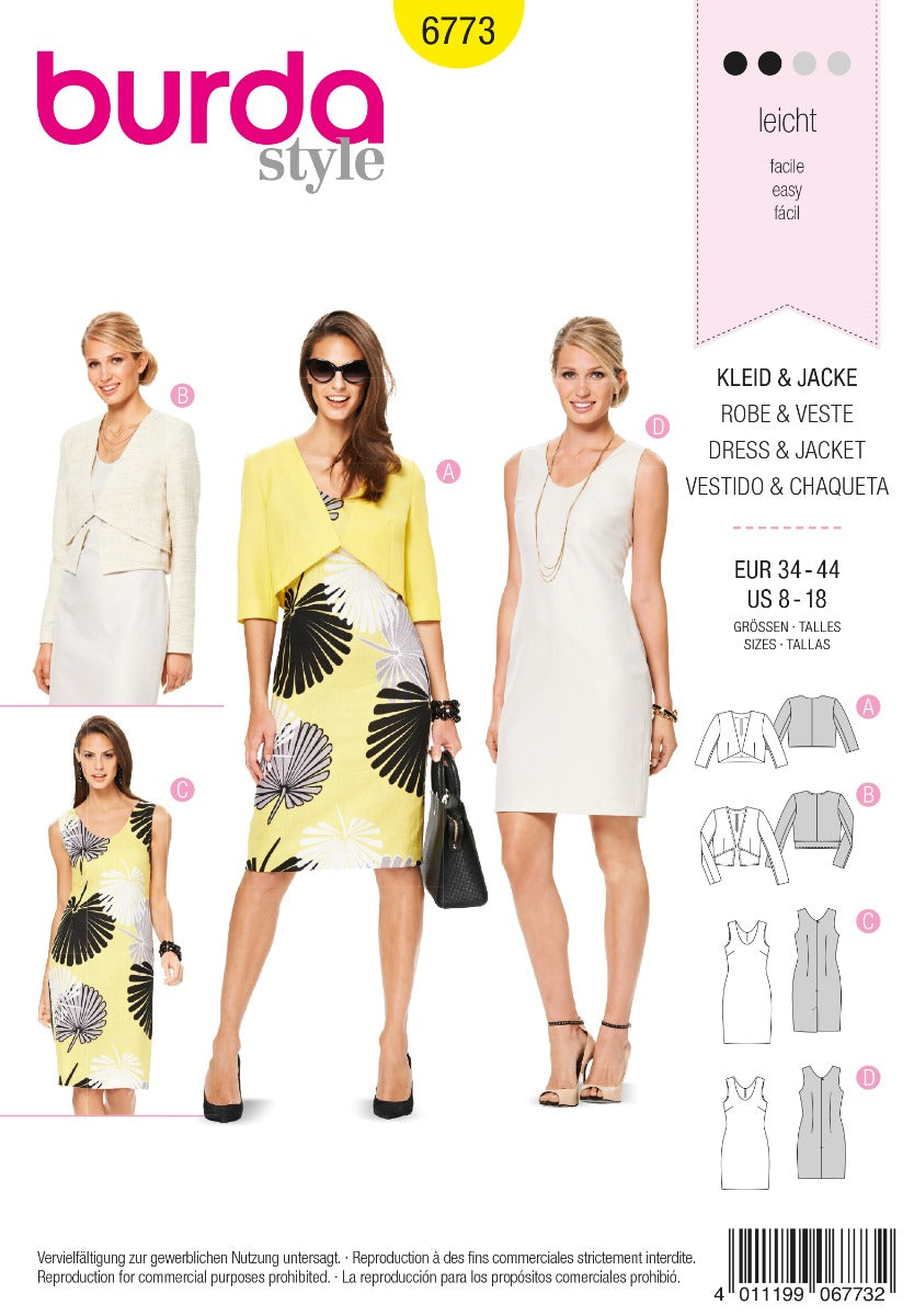 Burda Sewing Pattern 6773 Jacket and Dress - Ribes y Casals