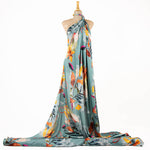 Satin Printed Flower Oil Salvia - Ribes y Casals