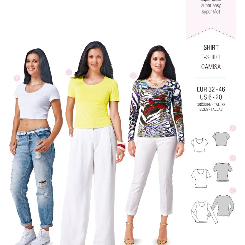 Burda Sewing Pattern 6820 Shirt - Ribes y Casals